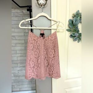 J. Crew Dusty Rose Lace Halter Top with Spaghetti Straps
